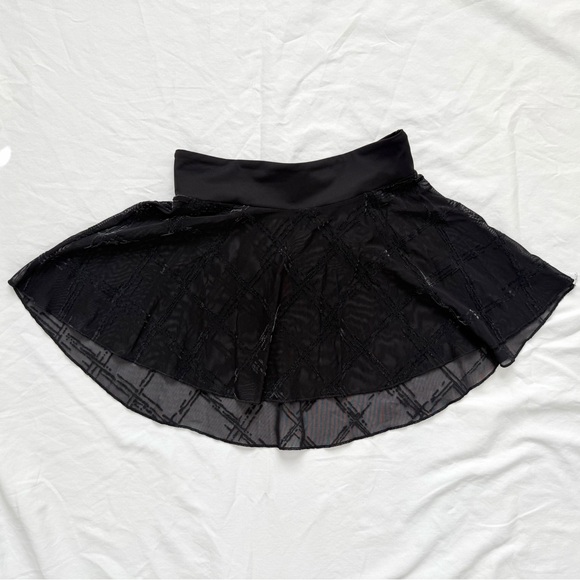 Mirella Black Elastic Mesh + Velvet Detail Ballet Skirt | Size Medium - Picture 3 of 13